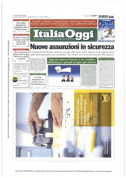 Italia oggi : quotidiano di economia finanza e politica